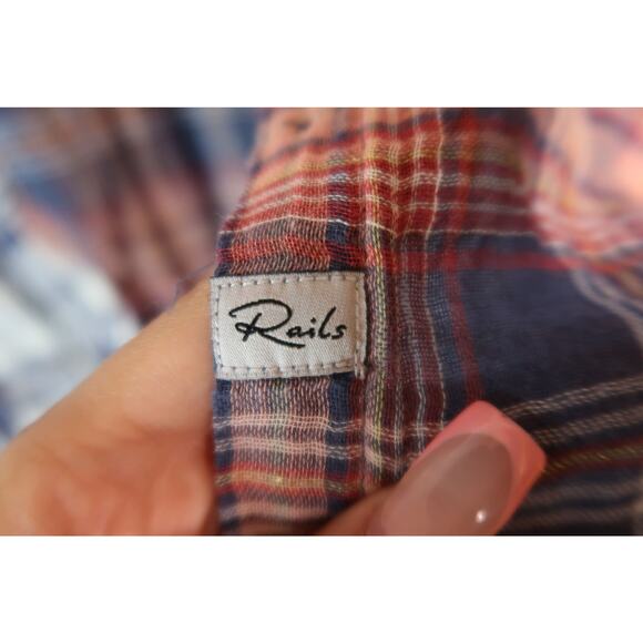 Rails White Sky Mauve set of 2 Plaid Flannel Sleep Shirt S - Picture 8 of 14